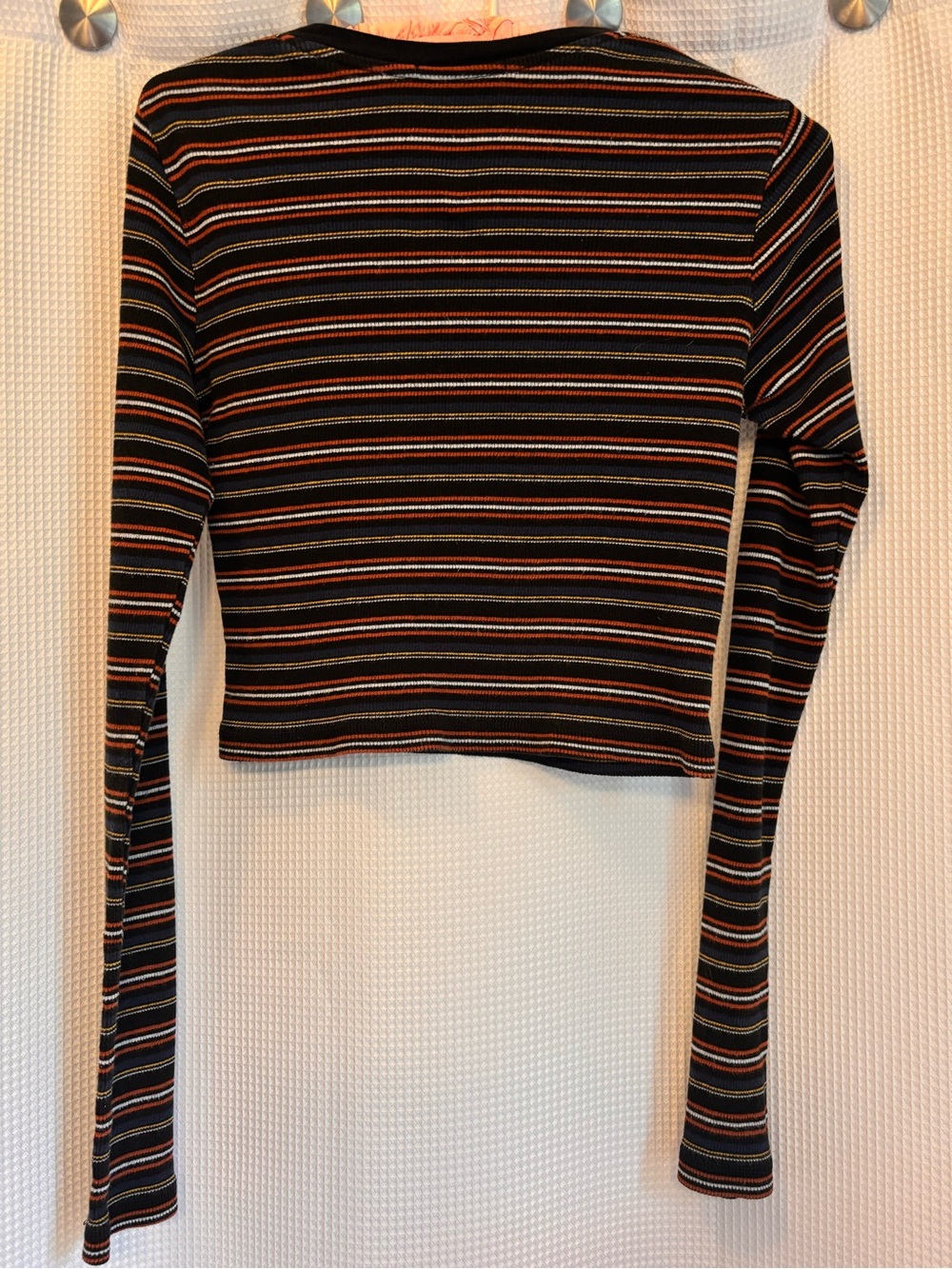 Brandy Melville Santana Striped Long Sleeve Crop Top Skater - Picture 6 of 7
